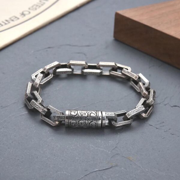 Bracciale uomo a catena in acciaio argento, stile gotico punk vintage